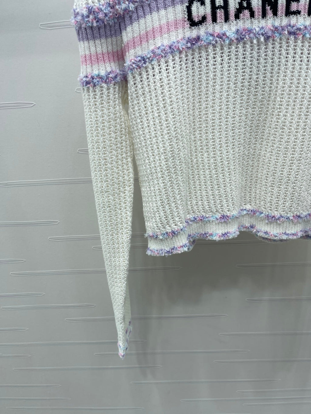 CHANEL 25S LONG SLEEVE OPEN-KNIT SWEATER STYLE 161