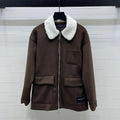 LV 25S KNITTED CARDIGAN WITH SHEARLING COLLAR 0153