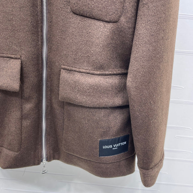 LV 25S KNITTED CARDIGAN WITH SHEARLING COLLAR 0153