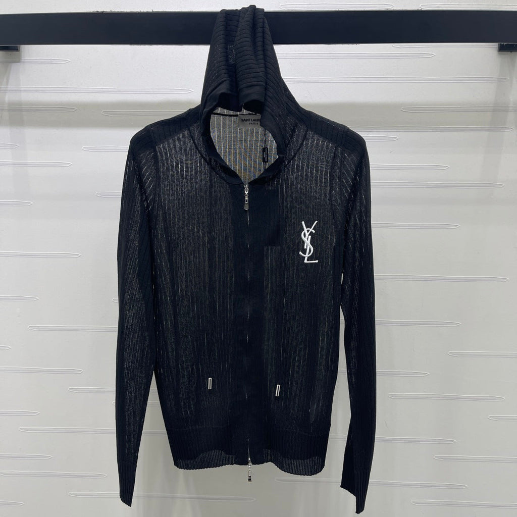 YSL 26S ZIP UP HOODED CARDIGAN 390