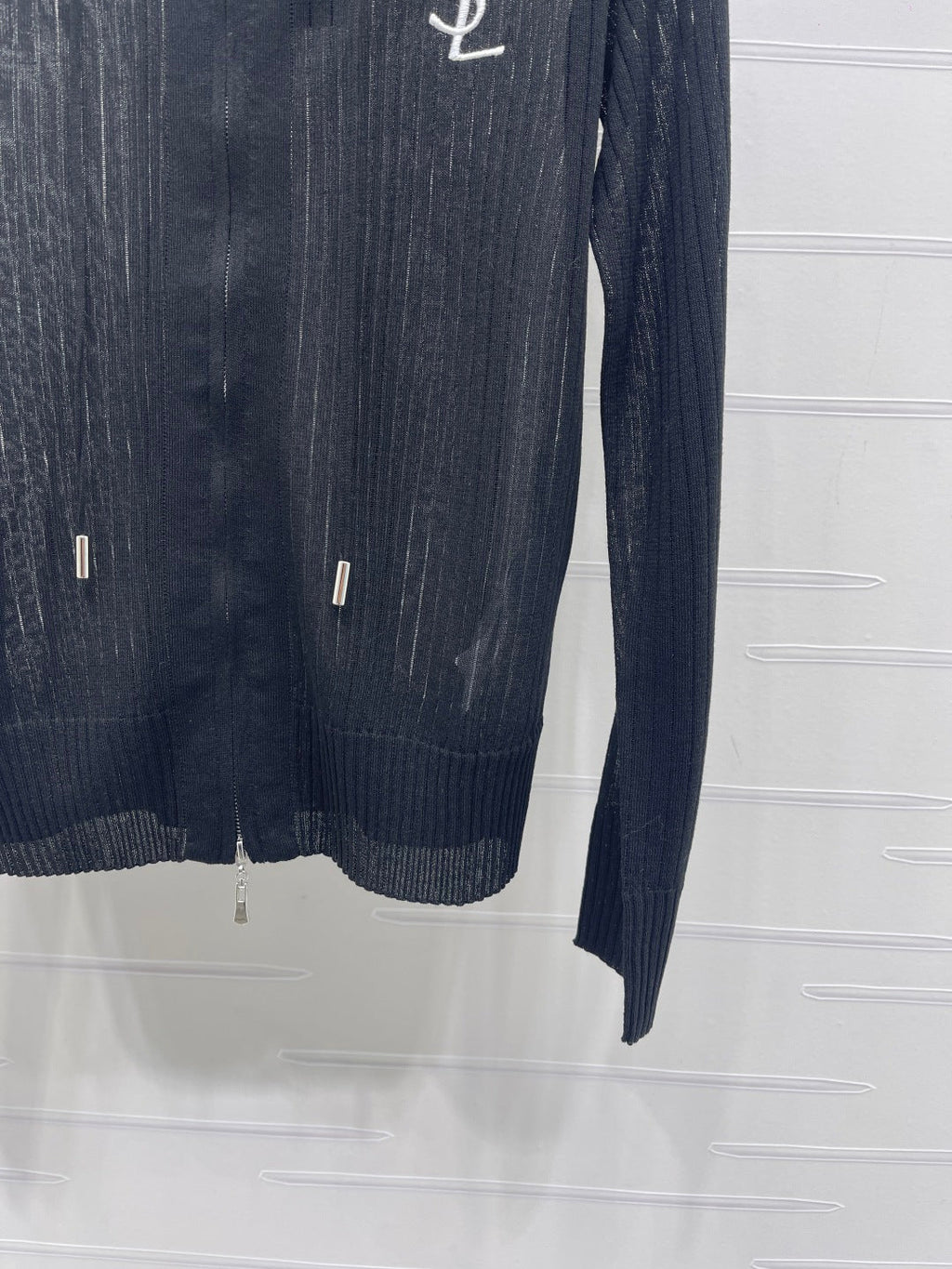 YSL 26S ZIP UP HOODED CARDIGAN 390