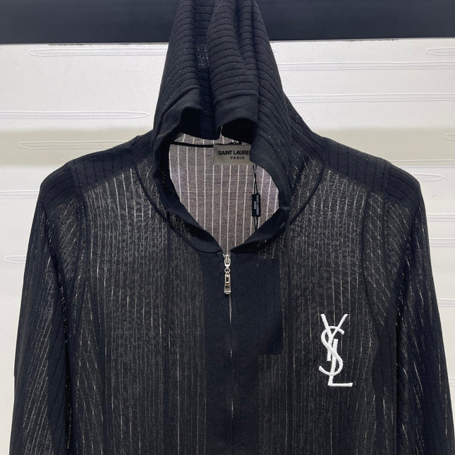 YSL 26S ZIP UP HOODED CARDIGAN 390