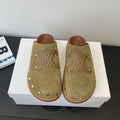 CELINE 26S MULE IN OLIVE GREEN SUEDE