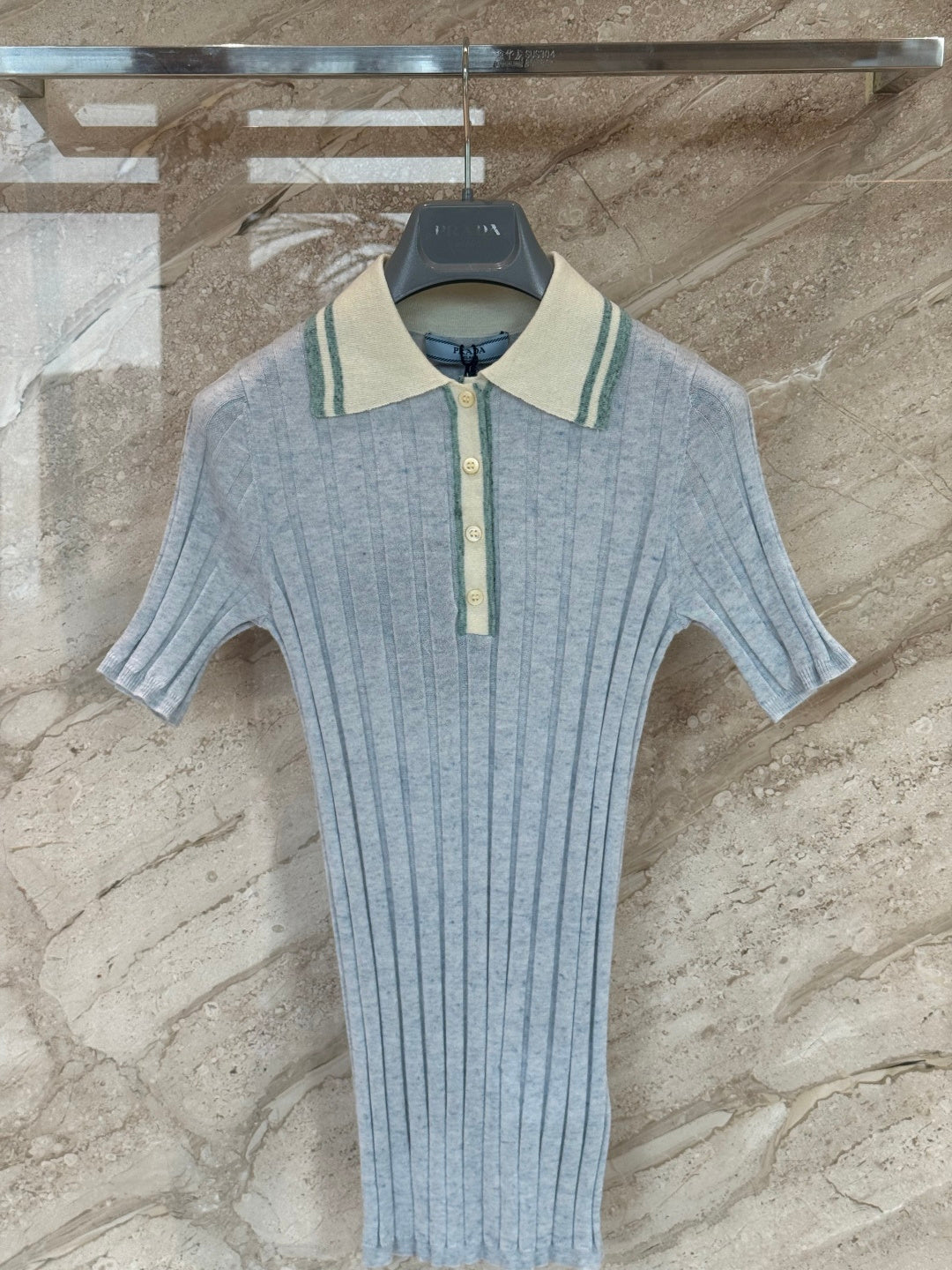 PRADA 26S SHORT-SLEEVED KNIT POLO SHIRT STYLE 873