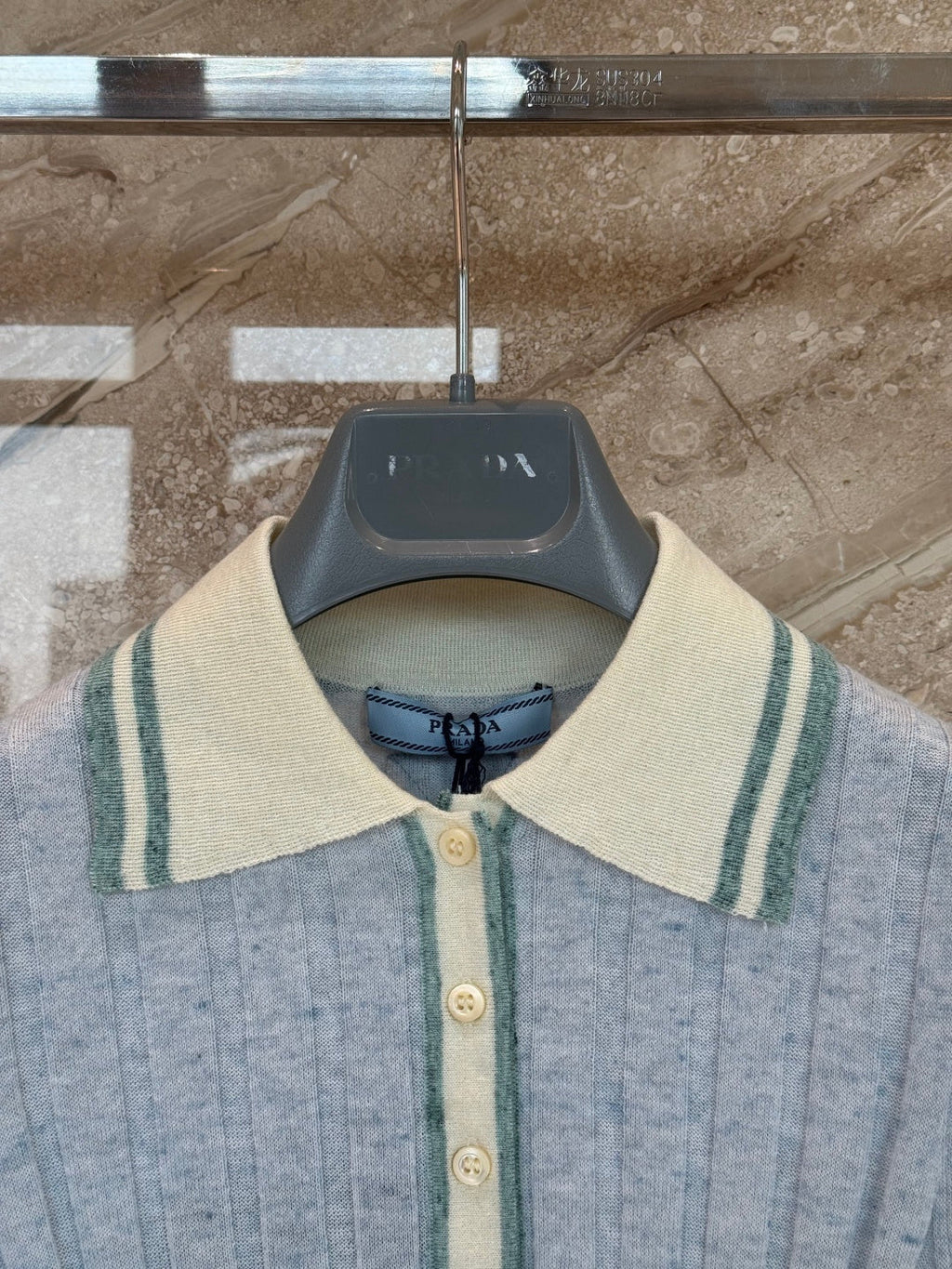 PRADA 26S SHORT-SLEEVED KNIT POLO SHIRT STYLE 873