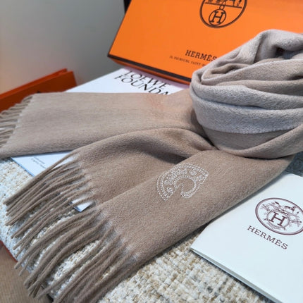 HERMES 25S SCARF 190 IN CASHMERE 854639