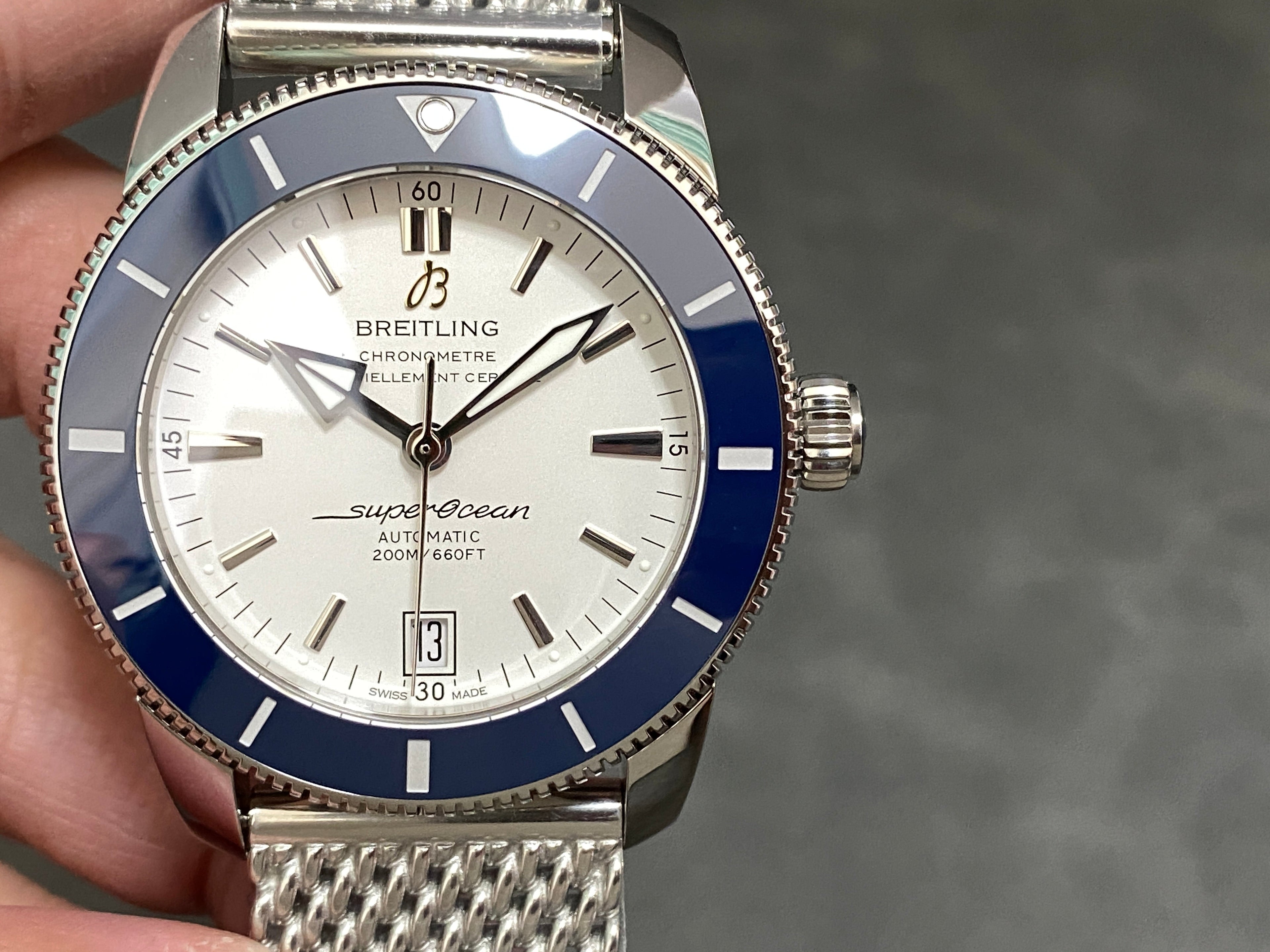 SUPEROCEAN HERITAGE STEEL CASE  BLUE CERAMIC BEZEL
