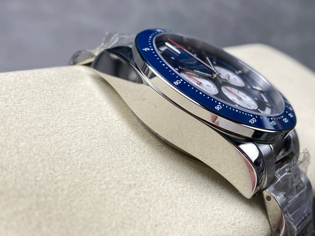 CONQUEST CHRONOGRAPH 42 MM SILVER CASE WITH NAVY BLUE DIAL