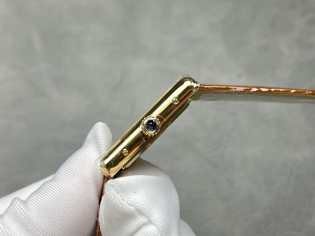TANK LOUIS CARTIER WATCH GOLD CASE AND LEATHER STRAP