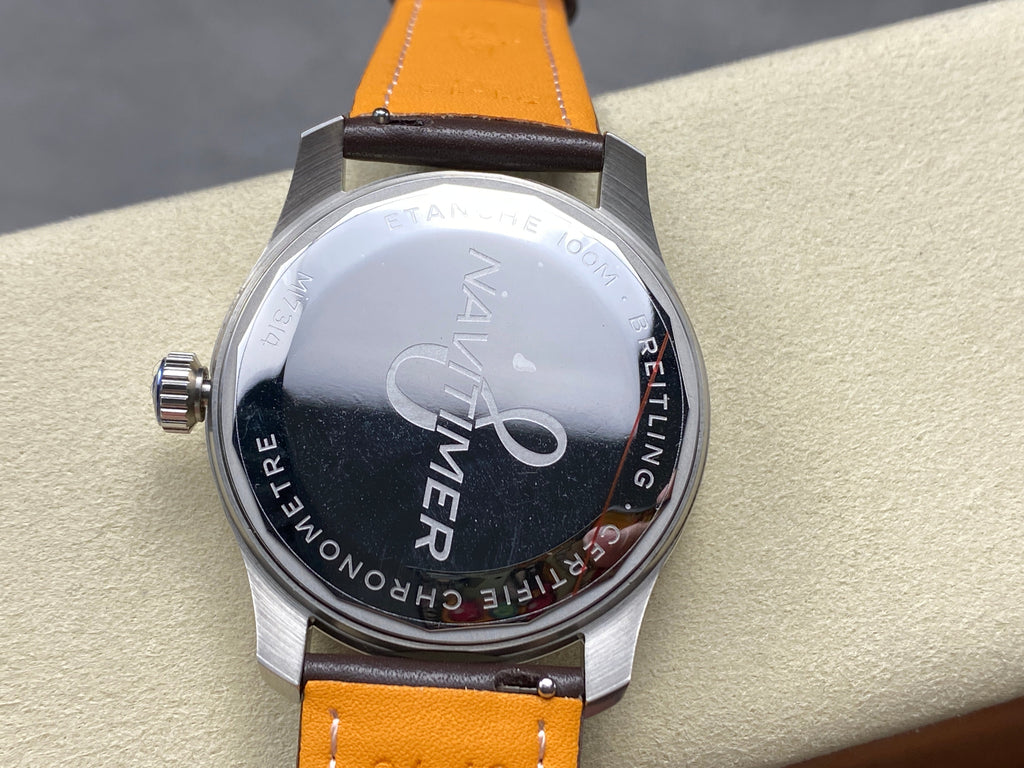 AVIATOR 8 AUTOMATIC STEEL CASE SILVER MIX BLACK BLUE DIAL BROWN CALFSKIN STRAP