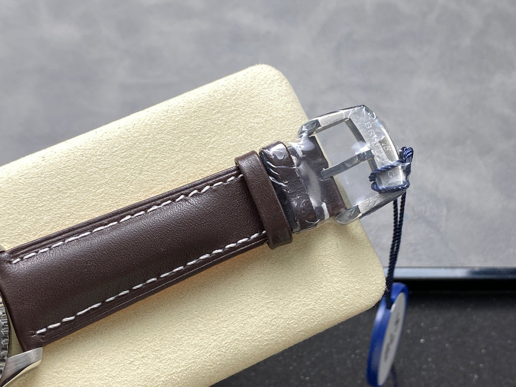 AVIATOR 8 AUTOMATIC STEEL CASE BLACK DIAL BROWN CALFSKIN STRAP