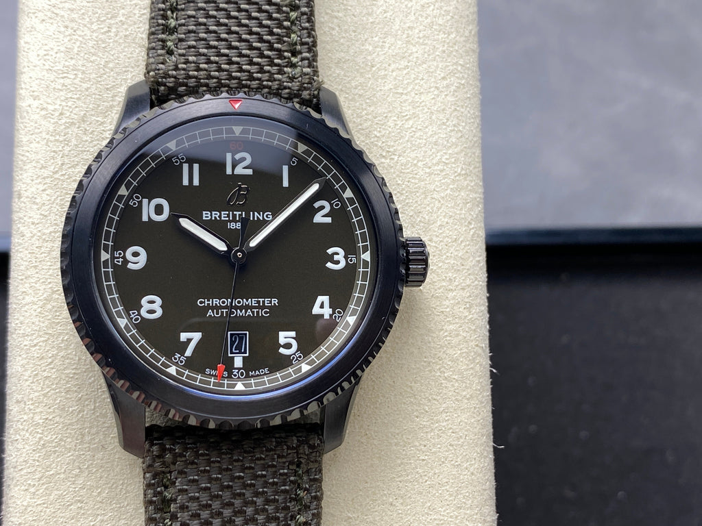 AVIATOR 8 CURTISS AUTOMATIC STEEL CASE KHAKI GREEN NYLON STRAP