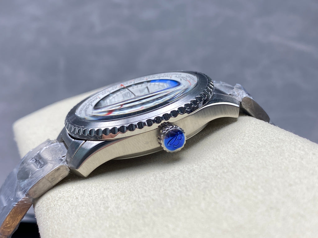 AVIATOR 8 AUTOMATIC ALL STEEL SILVER MIX BLACK BLUE DIAL