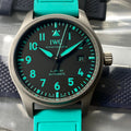 PILOT’S WATCH MARK XX MERCEDES  SILVER CASE ON TEAL GREEN RUBBER STRAP
