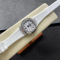 NAUTILUS STEEL ATTACHED DIAMOND BEZEL WHITE RUBBER STRAP