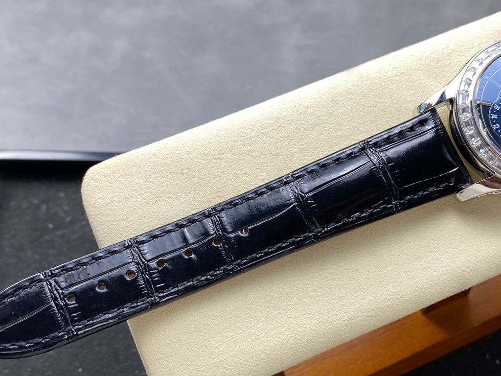 ANNUAL CALENDAR STEEL ATTACHED DIAMOND BEZEL NAVY BLUE DIAL