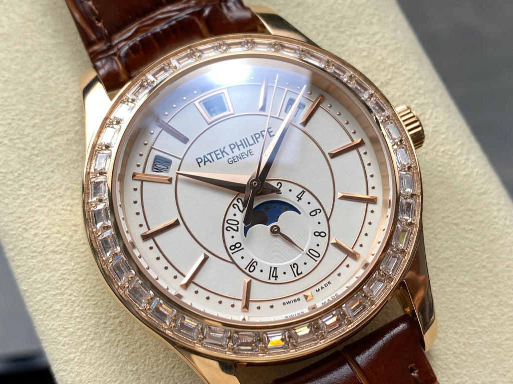 ANNUAL CALENDAR ROSE GOLD ATTACHED DIAMOND BEZEL WHITE DIAL