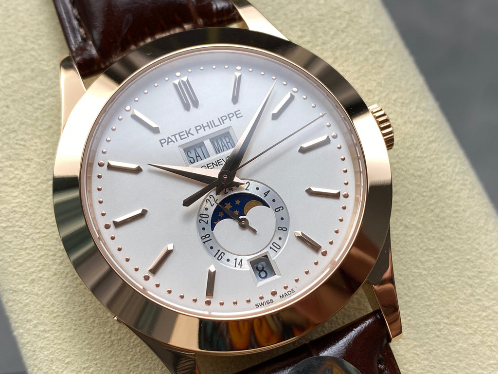 ANNUAL CALENDAR SELF-WINDING ROSE GOLD CASE SILVERY OPALINE DIAL