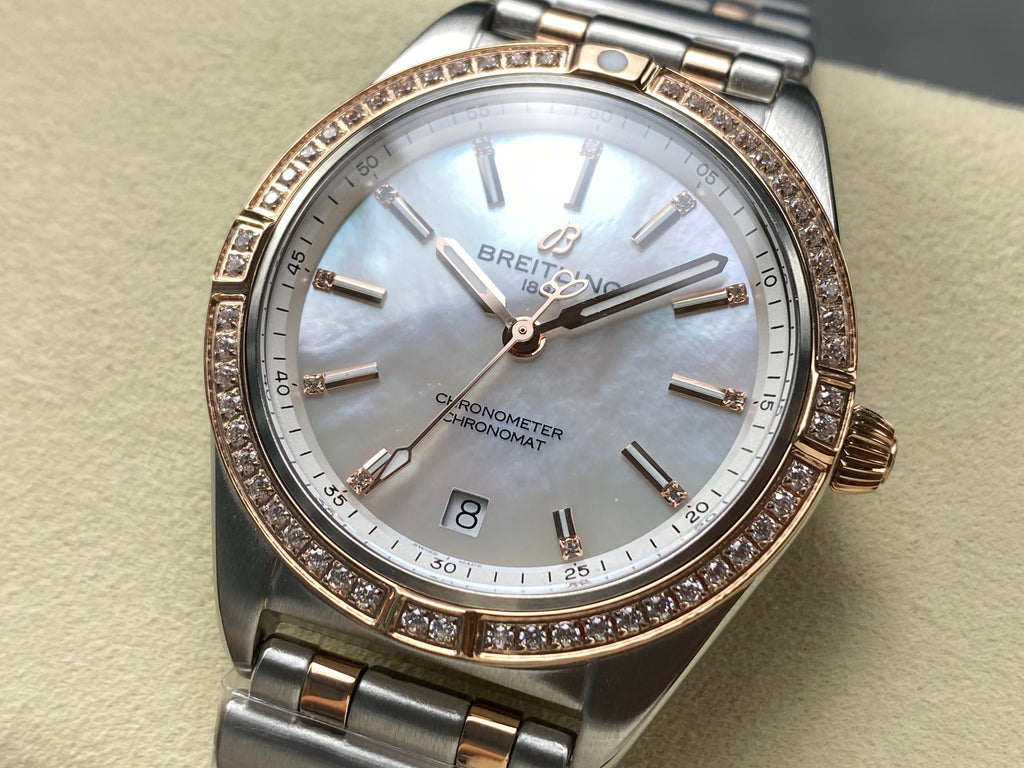 CHRONOMAT AUTOMATIC 36 RED GOLD AND STEEL CASE MOTHER OF PEARL DIAL