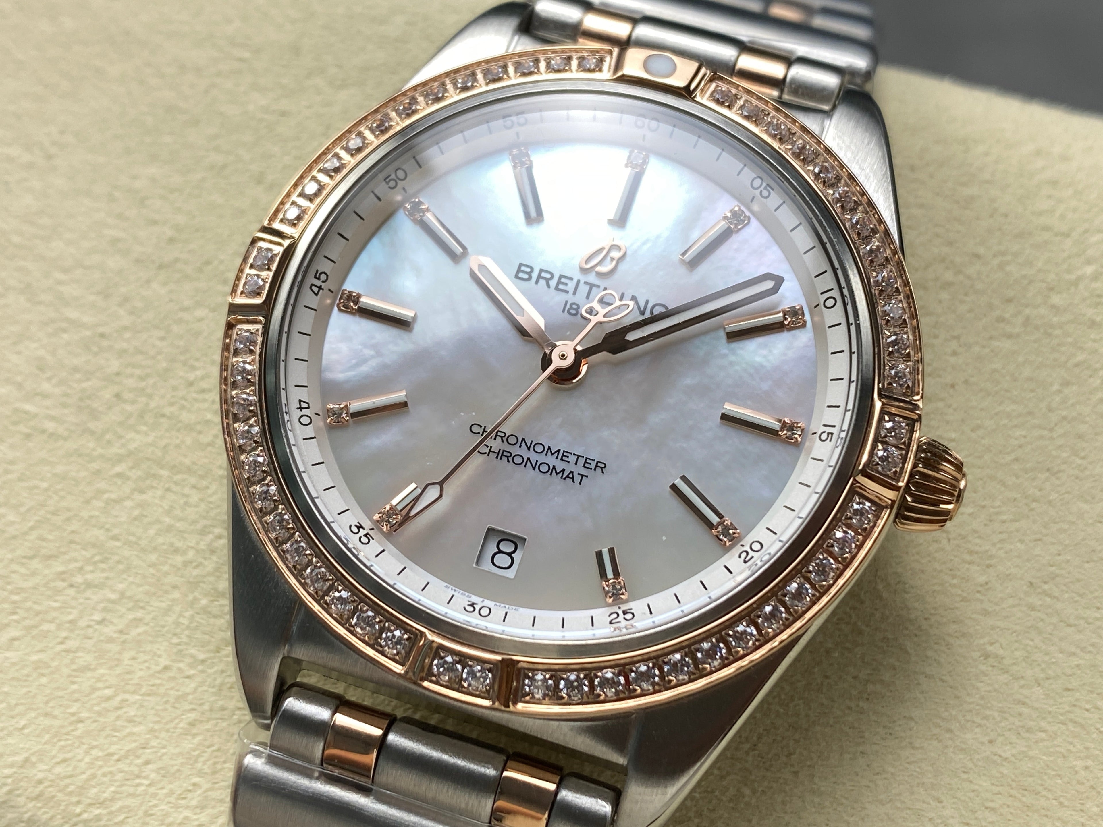 CHRONOMAT AUTOMATIC 36 RED GOLD AND STEEL CASE MOTHER OF PEARL DIAL