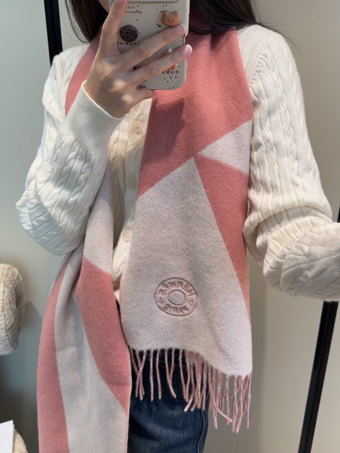 HERMES 25S SCARF 190 IN CASHMERE 989783
