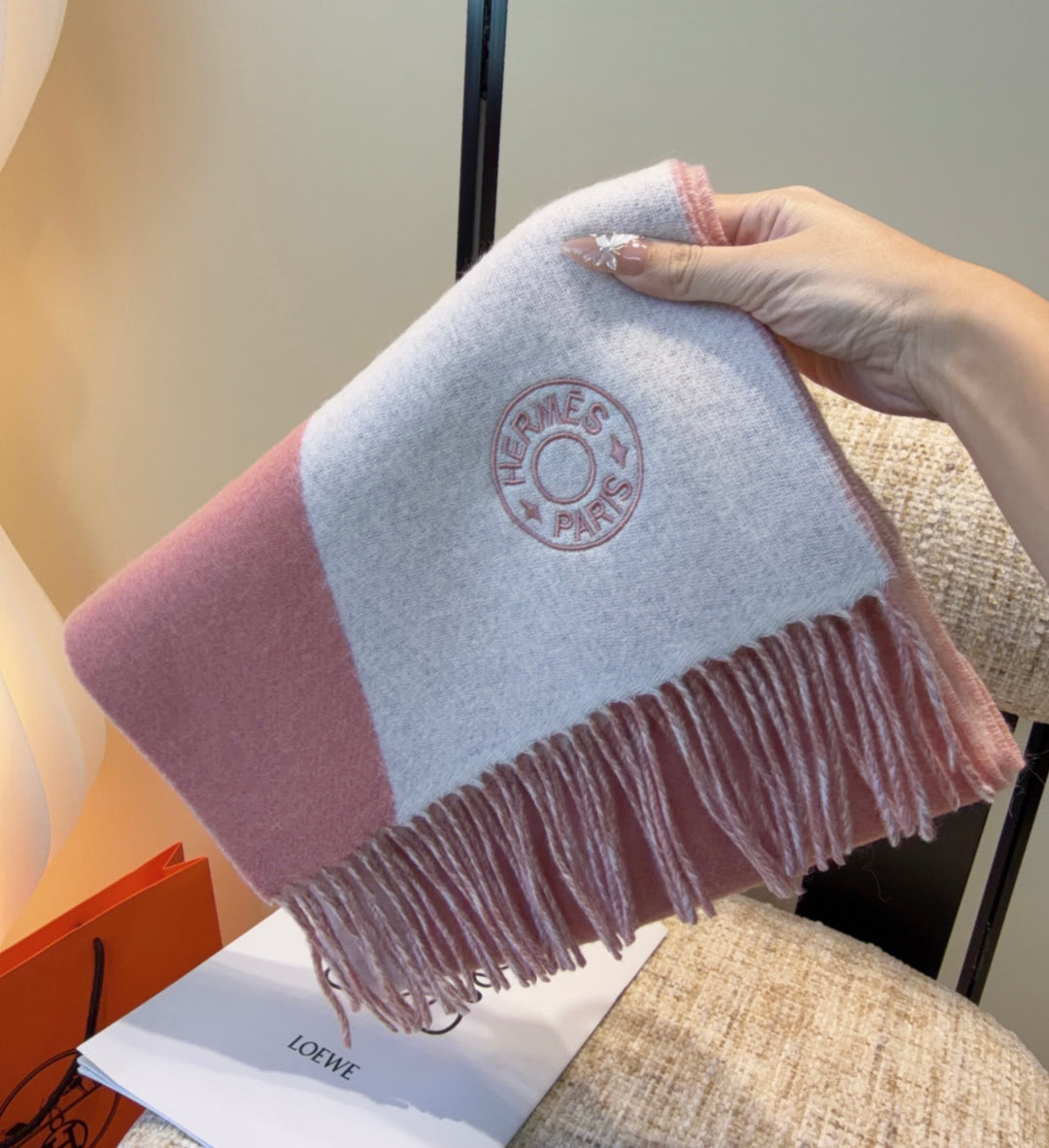 HERMES 25S SCARF 190 IN CASHMERE 989783