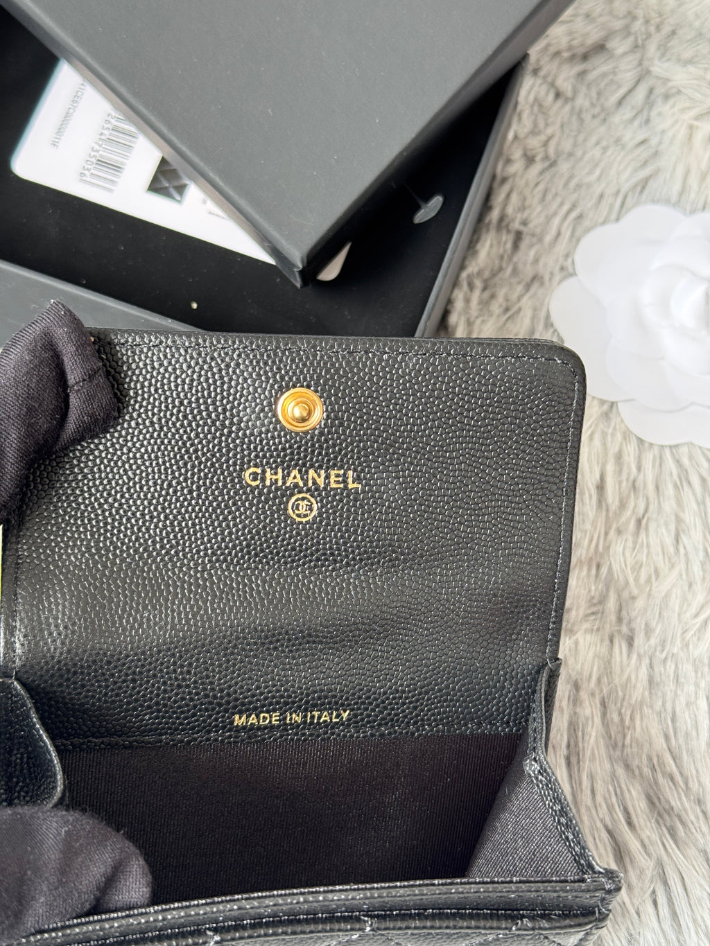 LEBOY WALLET 11 IN BLACK GRAINED CALFSKIN GOLD-TONE HARDWARE