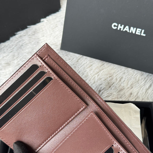 CHANEL 25S CF SMALL TRI FOLD WALLET 11 IN BLACK LAMBSKIN GOLD HARDWARE