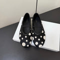 THE ROW 26S BALLET FLATS IN BLACK & WHITE POLKA DOT CALF HAIR CALFSKIN