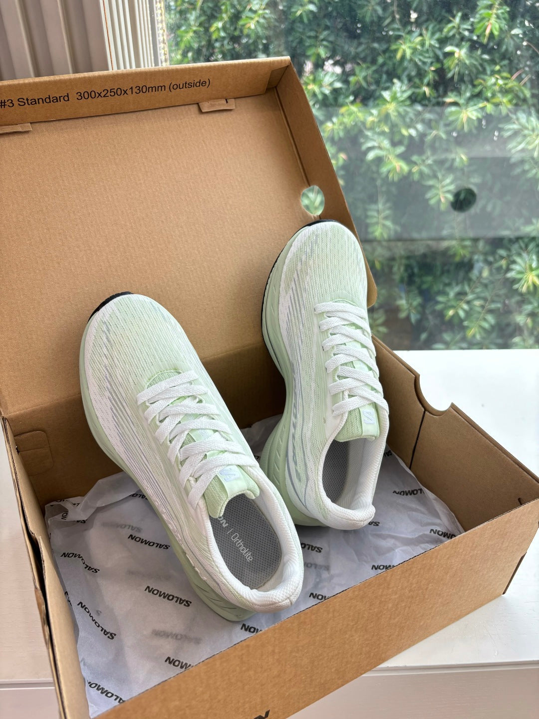 ALO 25S SALOMON SPECTUR SNEAKER IN LIGHT GREEN AND WHITE MESH FABRIC