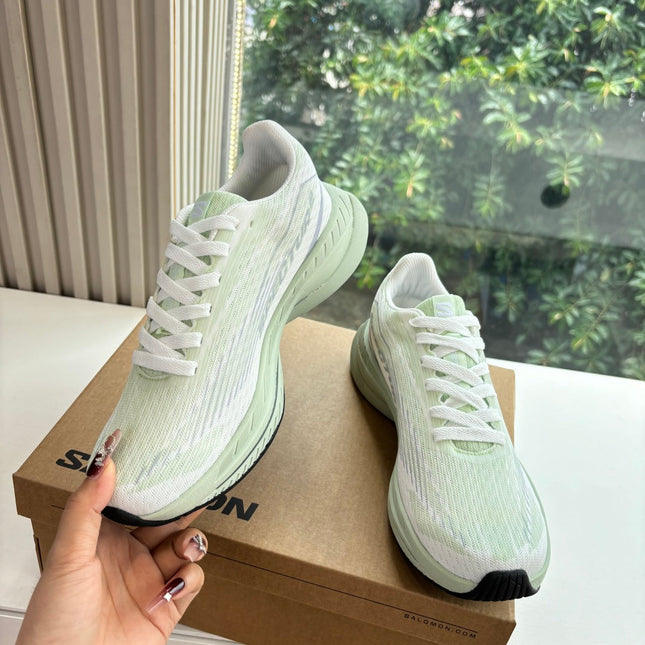 ALO 25S SALOMON SPECTUR SNEAKER IN LIGHT GREEN AND WHITE MESH FABRIC