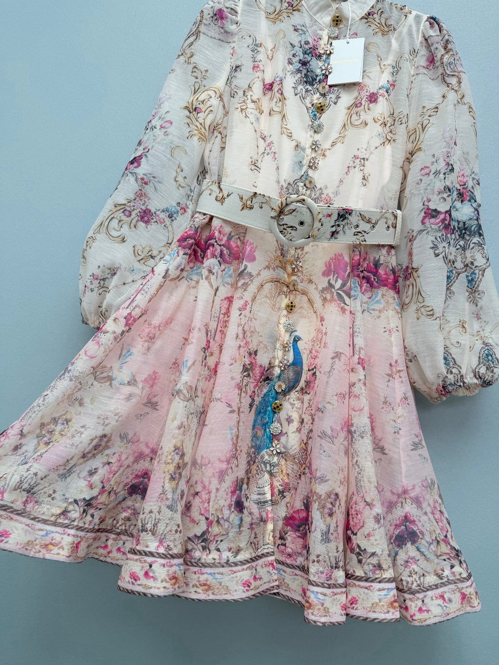 ZIMMERMANN 26S STAND COLLAR PATTERNED DRESS STYLE 106