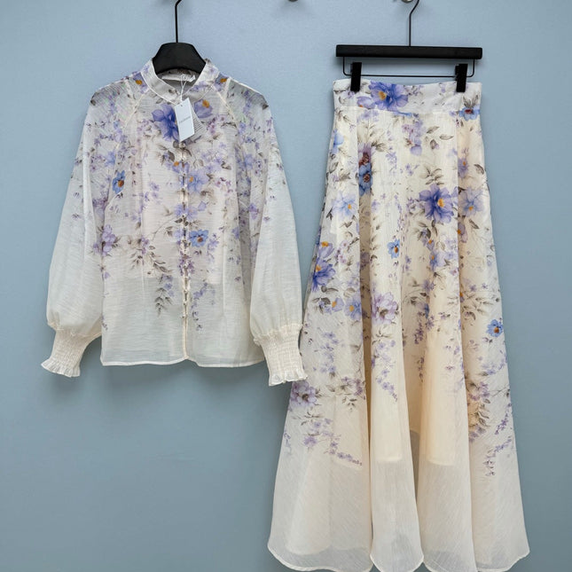 ZIMMERMANN 26S PATTERNED TOP AND SKIRT SET STYLE 24
