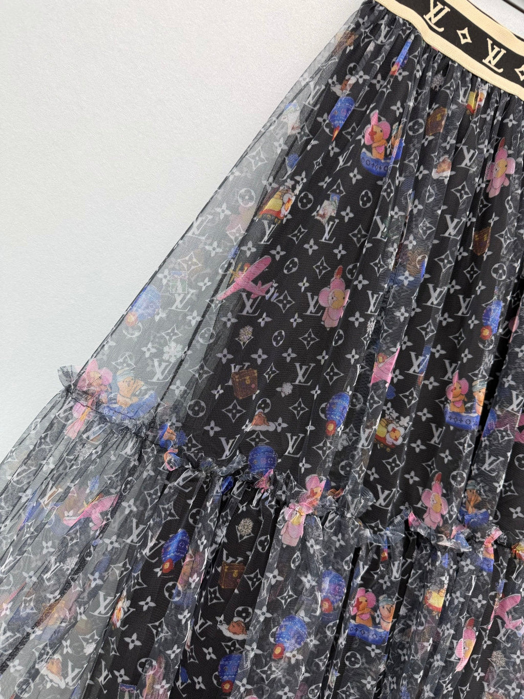 LV 26S PATTERNED CHIFFON SKIRT STYLE 170