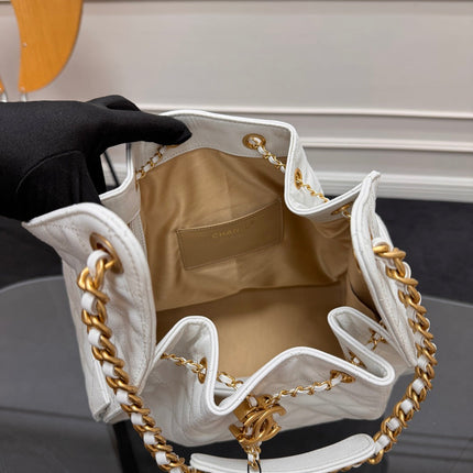 CHANEL 25S HOBO BAG 40 IN WHITE CAVIAR WITH GOLD HARDWARE
