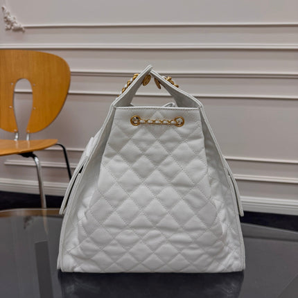 CHANEL 25S HOBO BAG 40 IN WHITE CAVIAR WITH GOLD HARDWARE