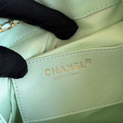 CHANEL 25S HOBO BAG 40 IN SEAFOAM GREEN CAVIAR WITH GOLD HARDWARE