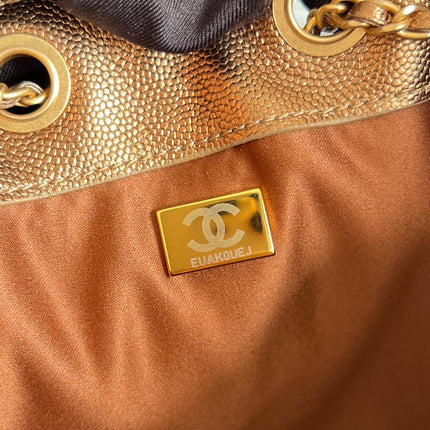 CHANEL 25S HOBO BAG 30 IN METALLIC BROWN CAVIAR WITH GOLD HARDWARE