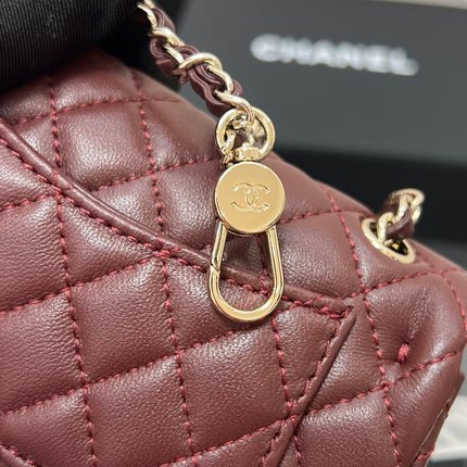 CHANEL 25S FLAP CHARM BAG 13 IN DARK RED LAMBSKIN