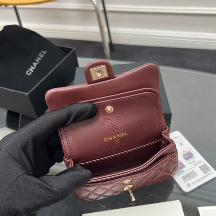 CHANEL 25S FLAP CHARM BAG 13 IN DARK RED LAMBSKIN