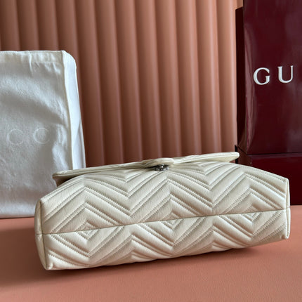 GUCCI 26S GG MARMONT BAG 37 IN CREAM WHITE CALFSKIN