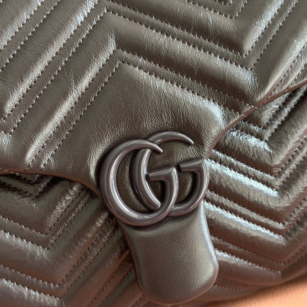 GUCCI 26S GG MARMONT BAG 37 IN DARK BROWN CALFSKIN