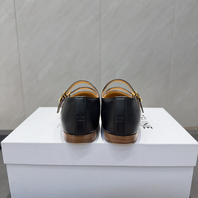 CELINE 26S BALLET FLATS IN BLACK CALFSKIN