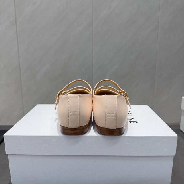 CELINE 26S BALLET FLATS IN BEIGE CALFSKIN