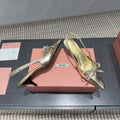 MIUMIU 26S SLINGBACK 55MM IN GOLD CALFSKIN WITH BOW