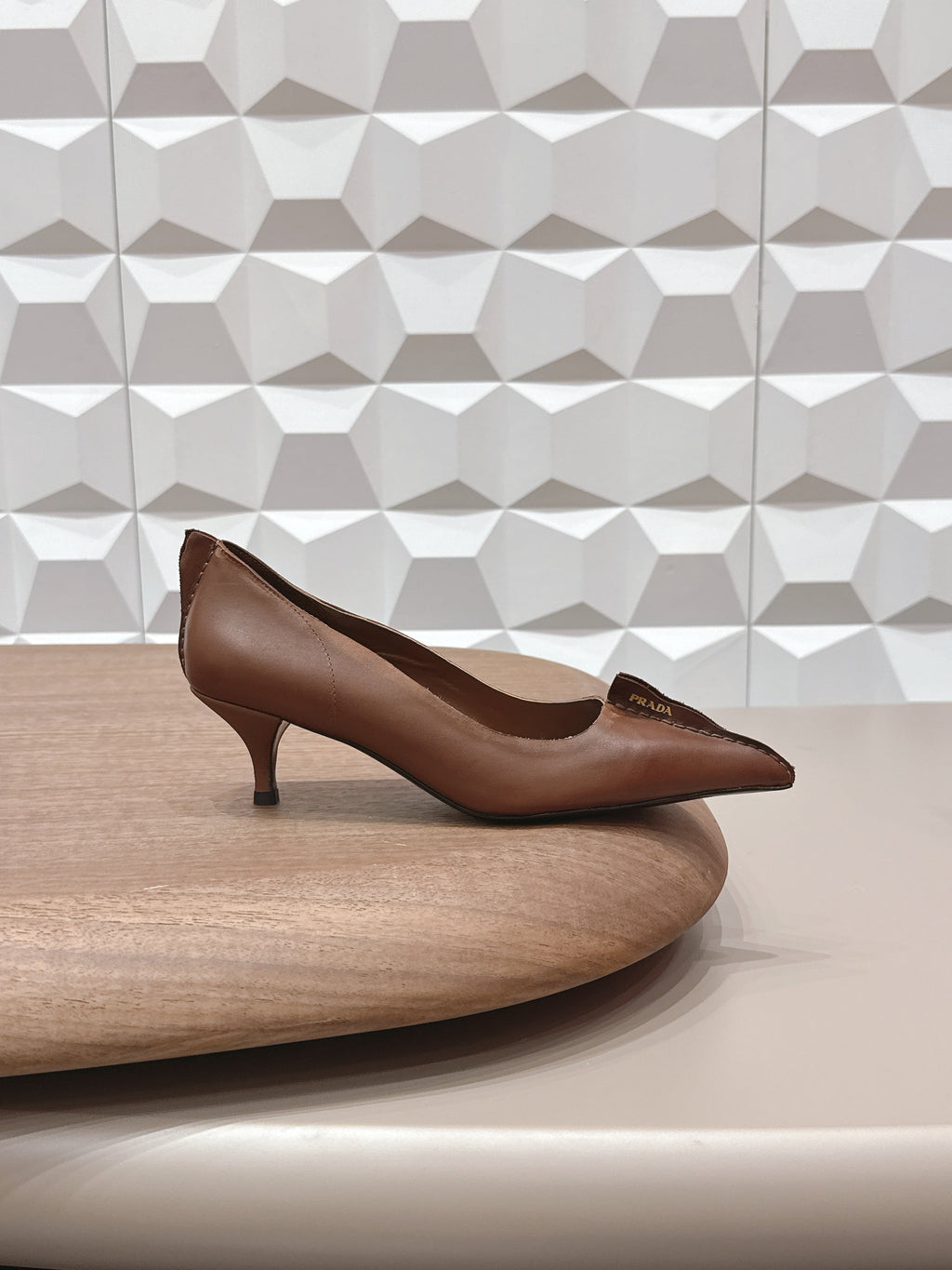 PRADA 26S POINTED TOE HIGH HEELS 55MM IN BROWN CALFSKIN