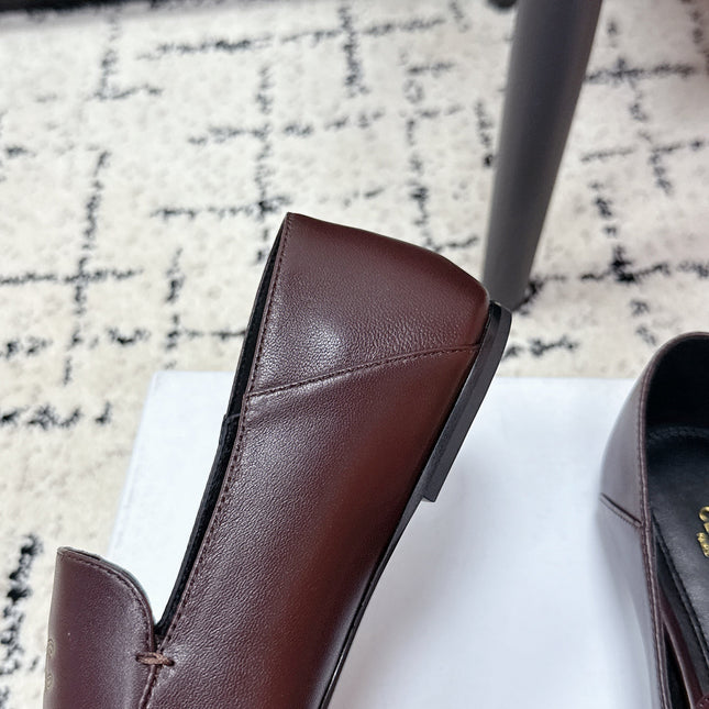 CELINE 26S AURA TRIOMPHE LOAFERS IN BURGUNDY BROWN LAMBSKIN