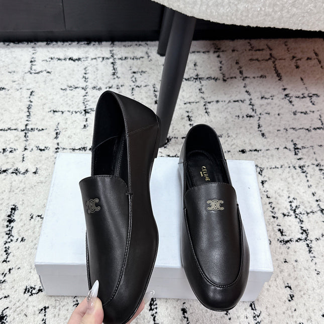 CELINE 26S AURA TRIOMPHE LOAFERS IN BLACK LAMBSKIN