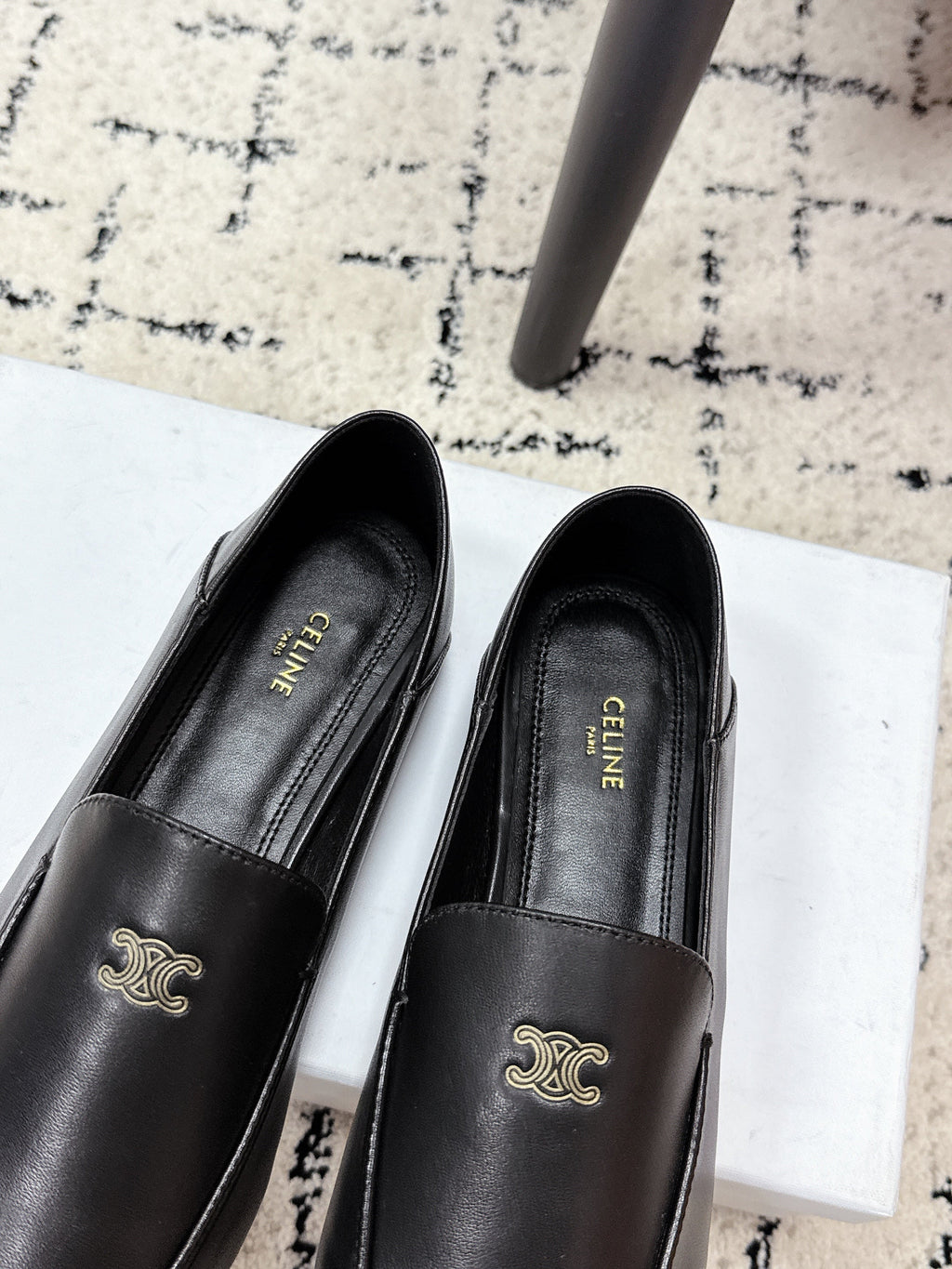 CELINE 26S AURA TRIOMPHE LOAFERS IN BLACK LAMBSKIN