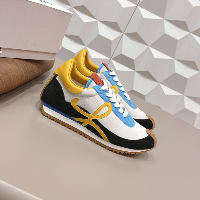 LOEWE 26S FLOW RUNNER SNEAKER IN MULTICOLOR SUEDE AND CALFSKIN STYLE 4